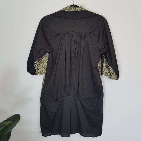 Cache Vintage 100% Silk Animal Print 1/2 Sleeve Long Line Tunic Top Blouse - Picture 2 of 9